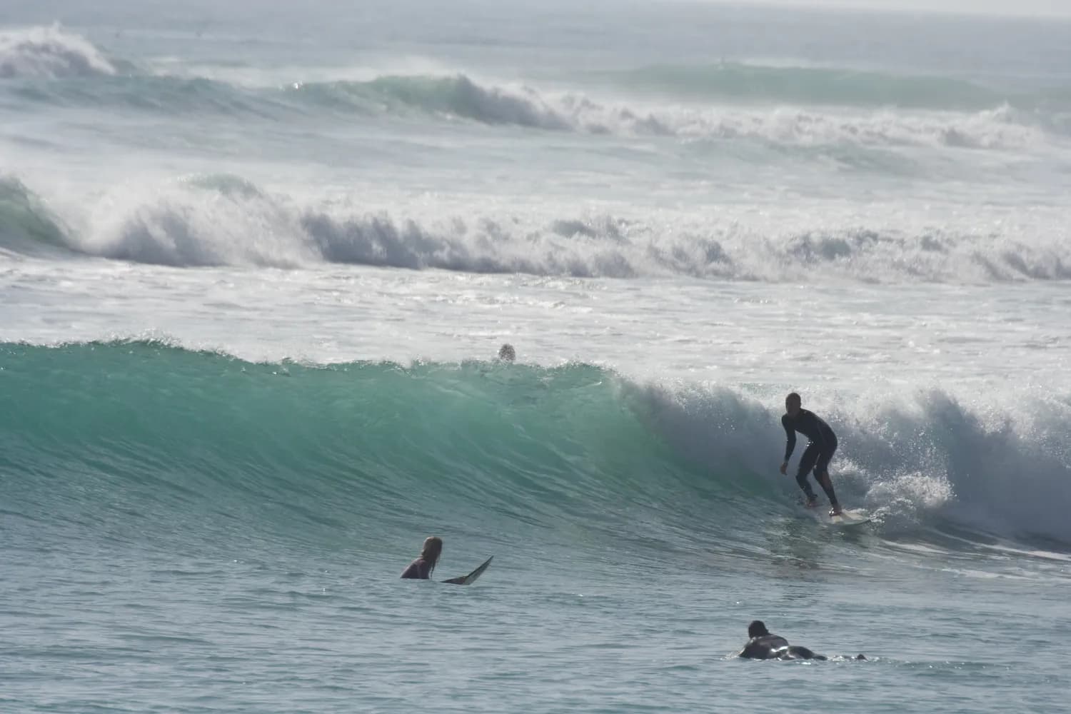 Surfer on a clean wave at La Source near Taghazout Morocco